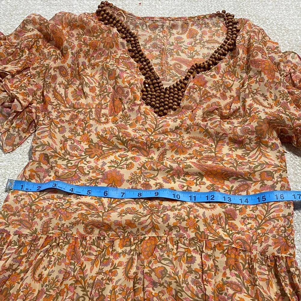 Adrianna Papell Orange and Brown Midi Dress vintage Size 6 100% Silk & poliéster - Picture 13 of 16